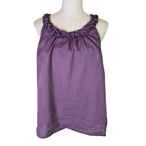 Carole Little Petite Women's Sleeveless Top Size PL Purple Rayon Ruffle Feminine
